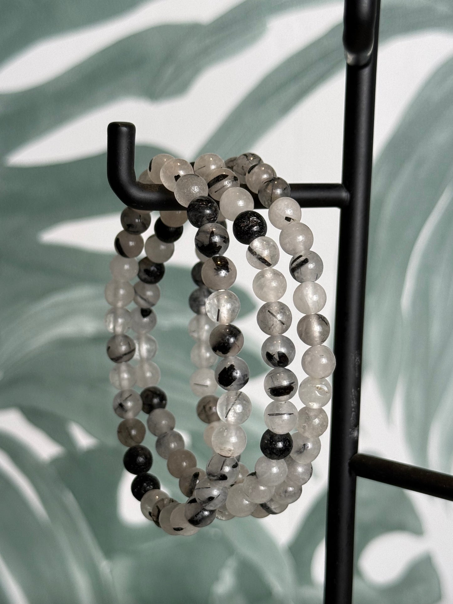 Zwarte toermalijn in kwarts armband 6 mm (bescherming & balans)
