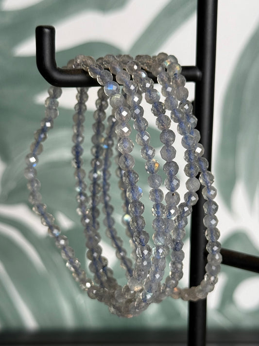 Labradoriet armband facet geslepen 4 mm (bescherming & intuitie)