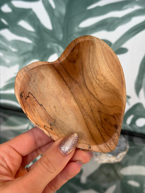 Teak houten hart schaaltje