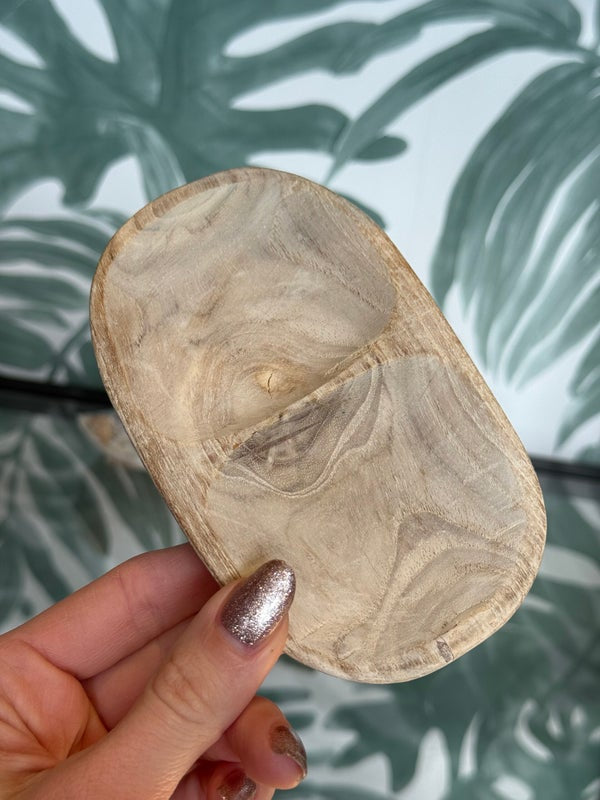 Teak houten schaaltje voor geodes