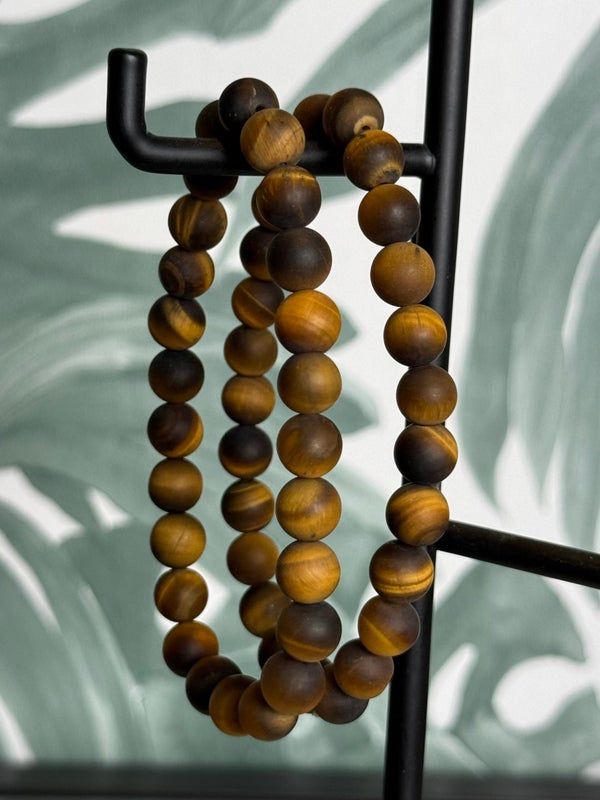 Tijgeroog armband matt 8 mm (bescherming & moed)