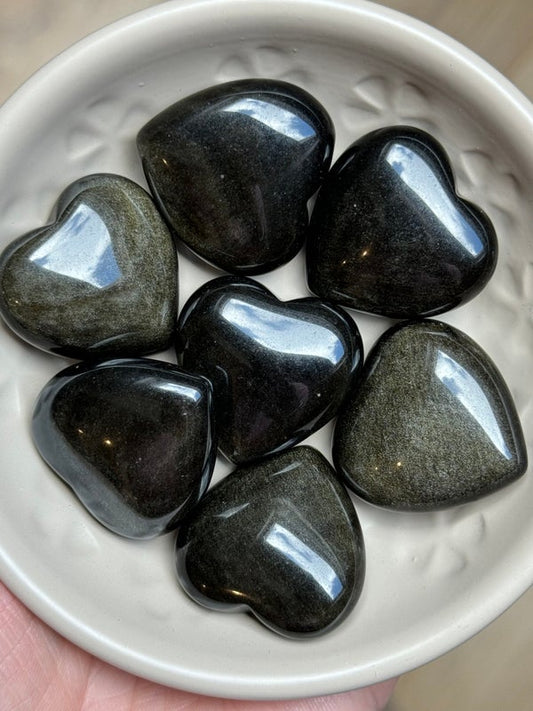 Gouden obsidiaan hart 30mm