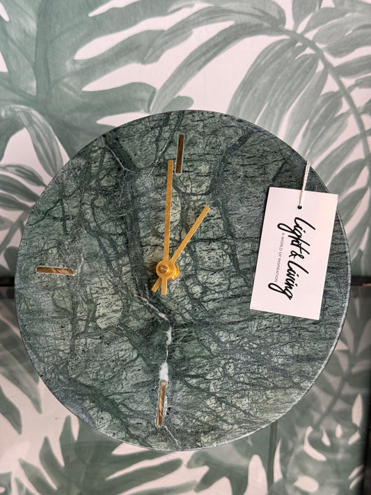 Groene marmeren klok met metalen standaard – Light & Living