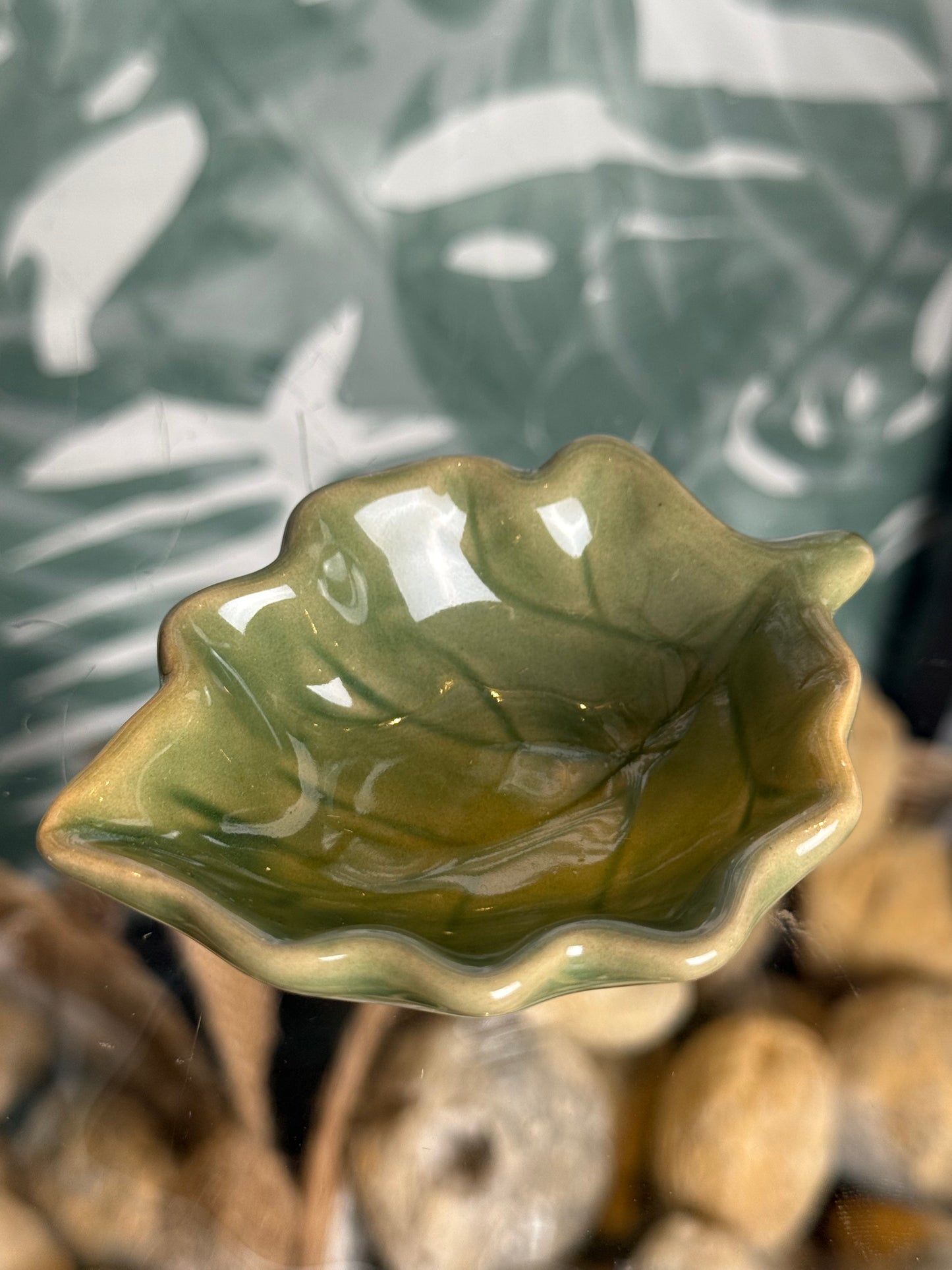 Schaaltje Blad – Groen Glans (9,5 cm)