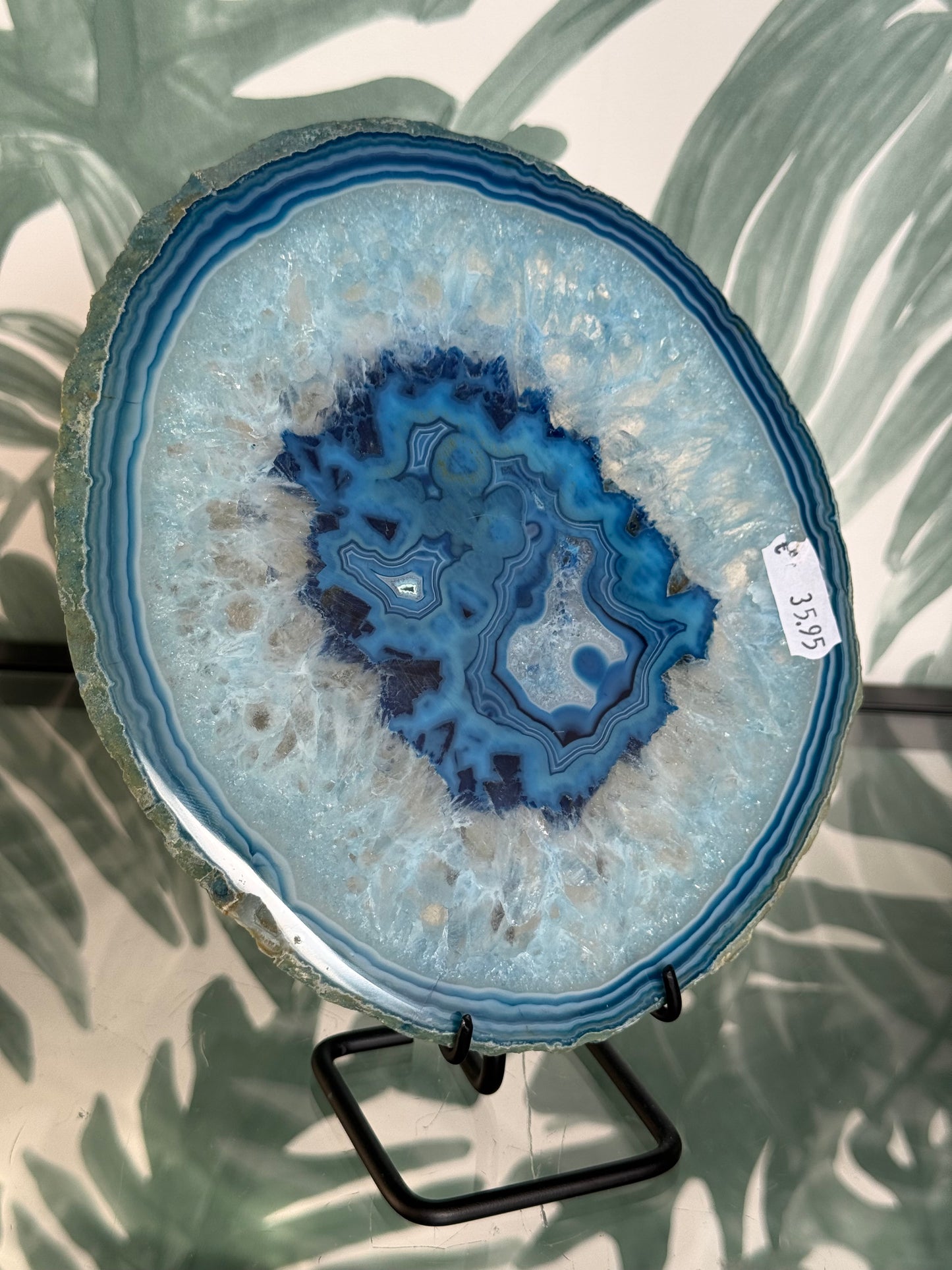 Agaatschijf geverfd blauw #no.92