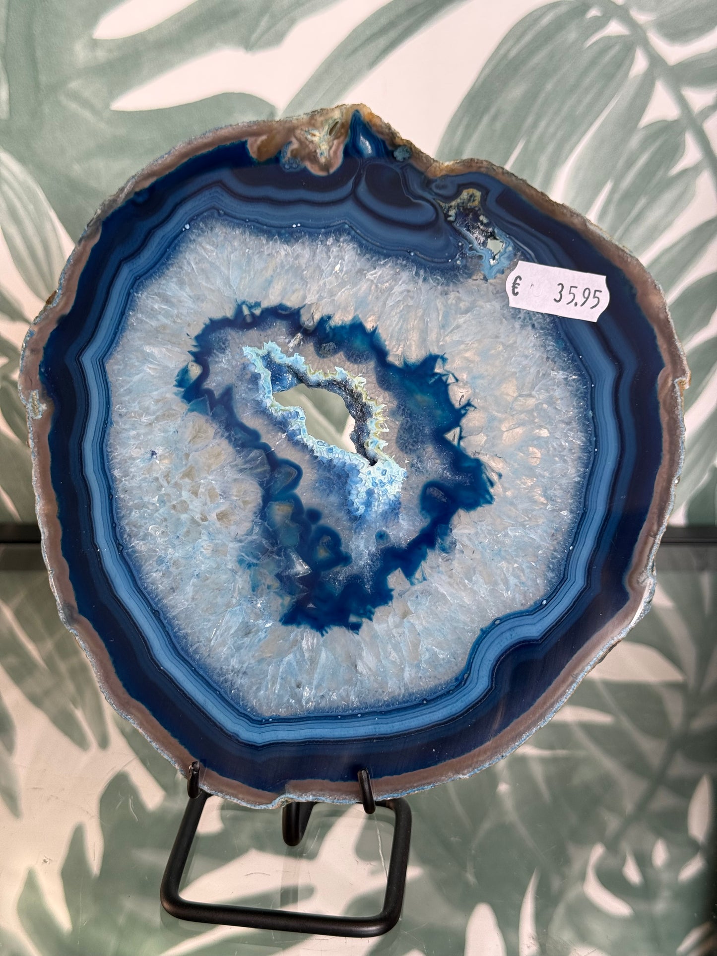 Agaatschijf geverfd - blauw #no.95