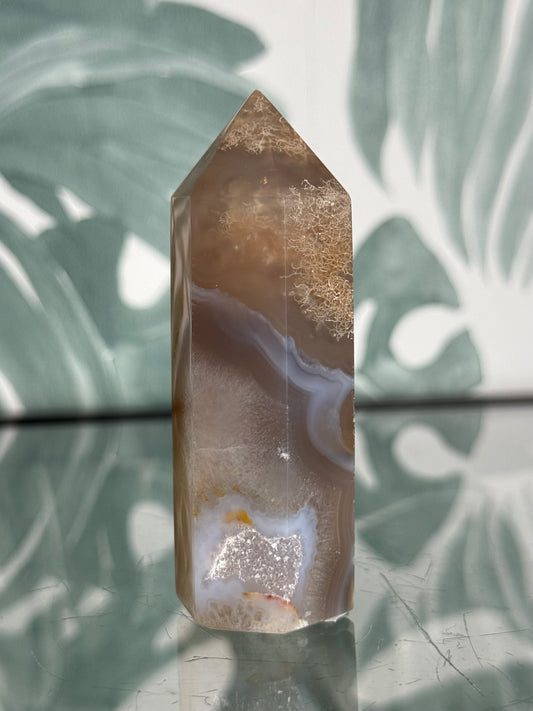 Agaat Toren met Dendrietpatronen en druzy - no.272