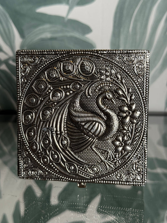 Opbergdoosje Pauw | Goud of Zilver | 10 cm