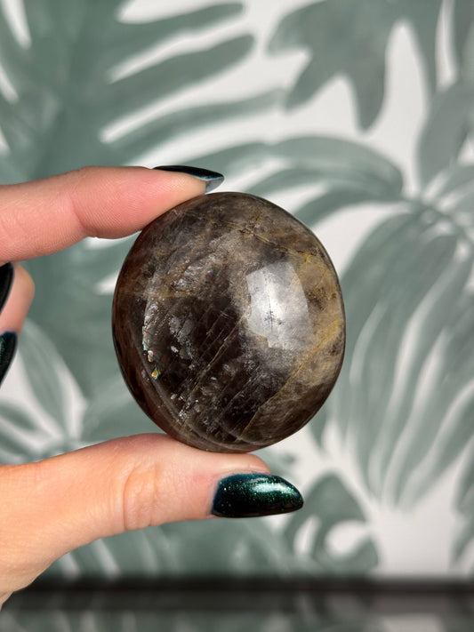 Zwarte maansteen handsteen -#no.161