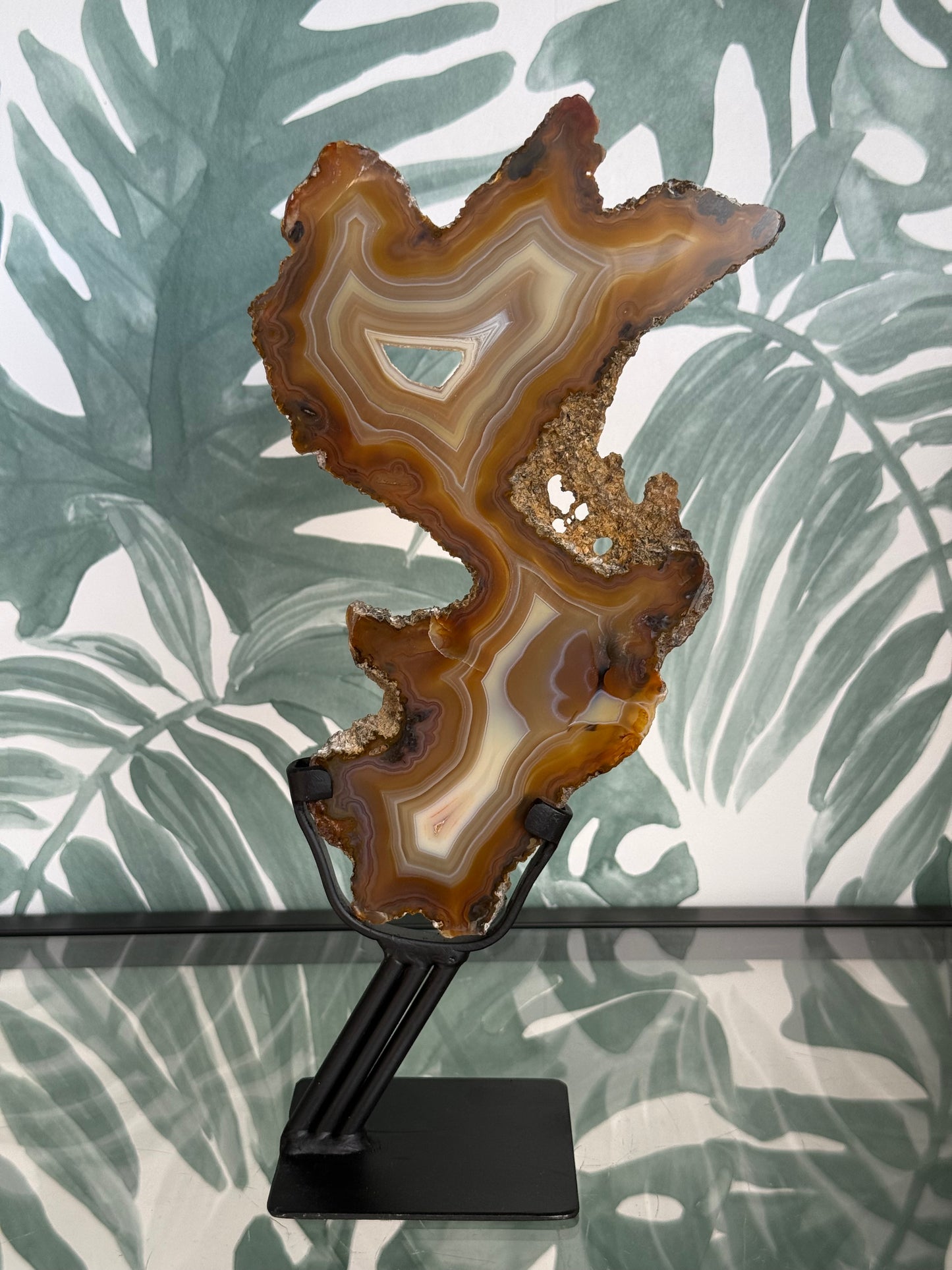 Agaat schijf natuurlijk op luxe standaard - no.108