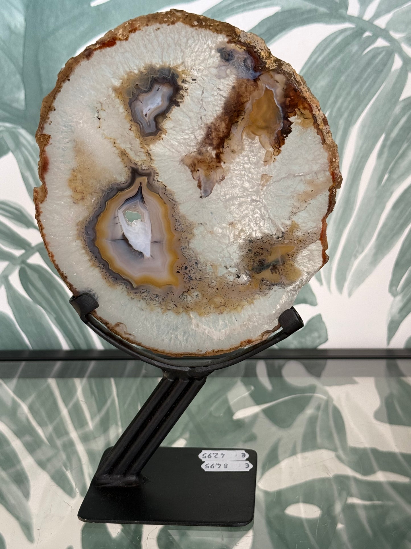 Agaat schijf natuurlijk op luxe standaard - no.114