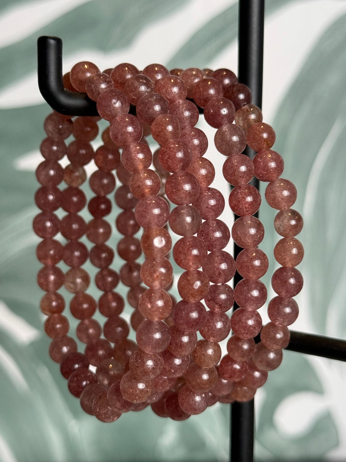 Aardbeienkwarts armband 6 mm – liefde, geluk & hartenergie