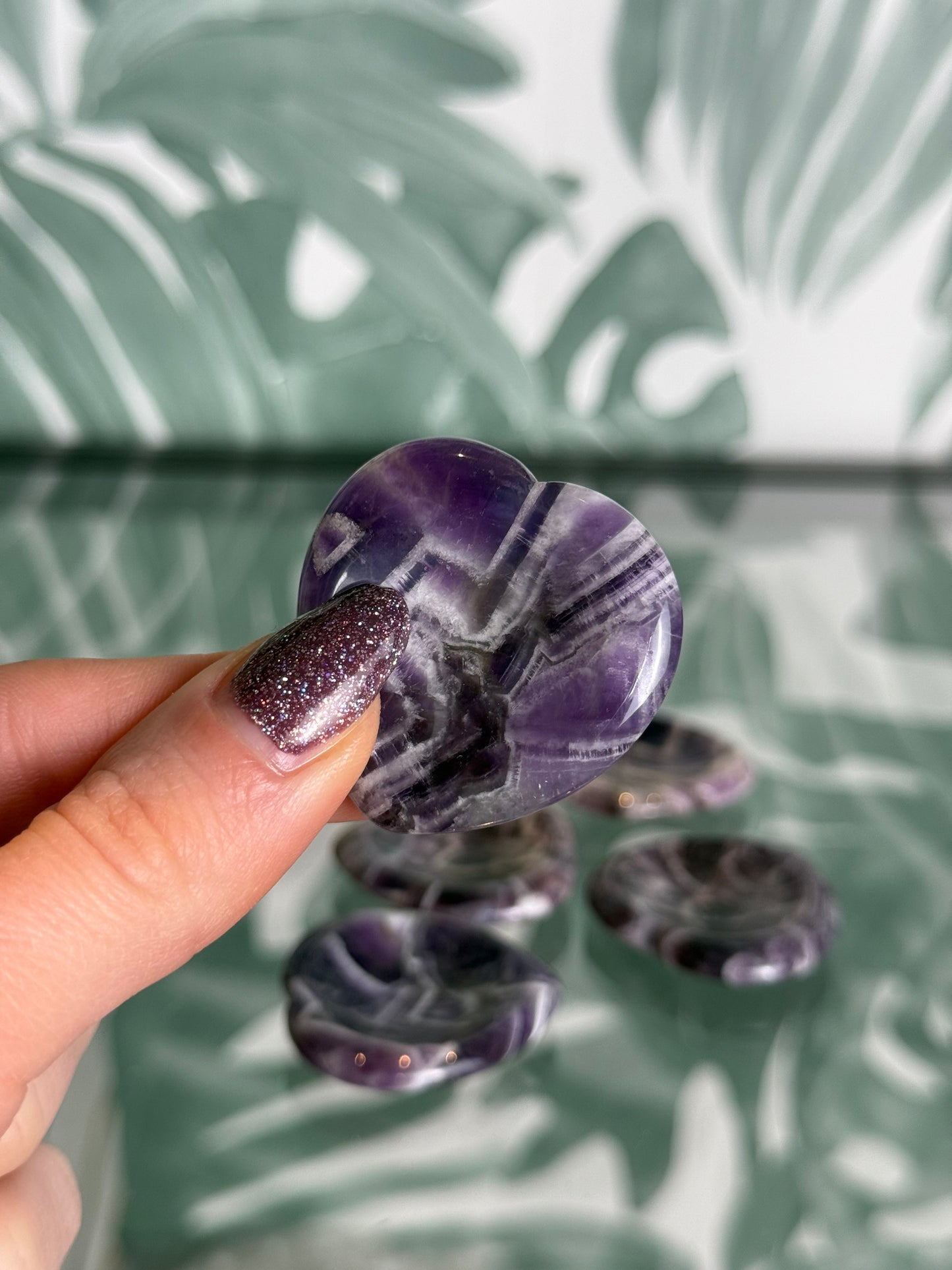 Amethist worrystone 'hart' (rust & helderheid)