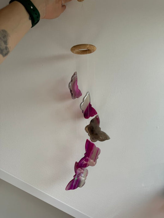 Agaat hanger hart (roze)