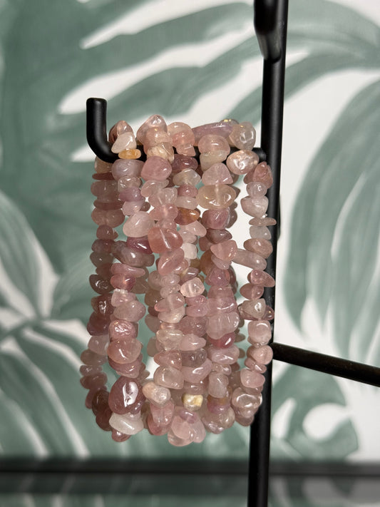 Rozenkwarts split armband (liefde & zachtheid)