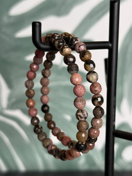 Rhodoniet armband facet geslepen 6mm (liefde & heling)