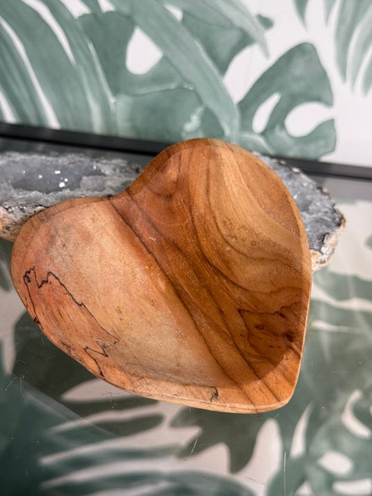 Teak houten hart schaaltje