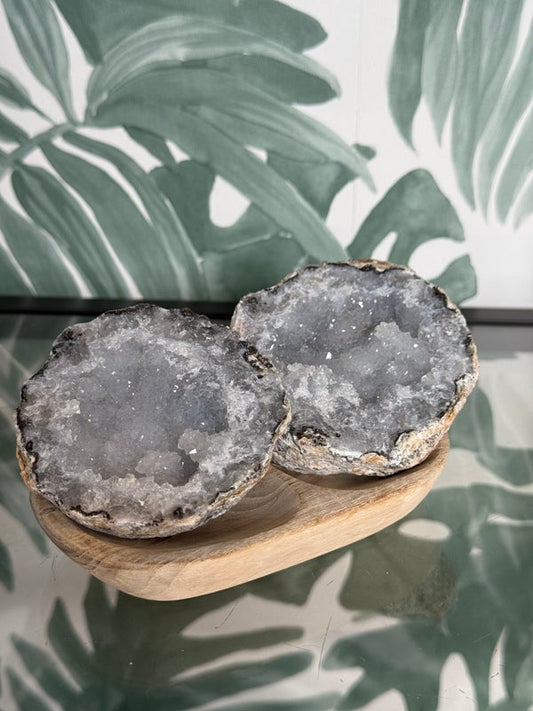 Teak houten schaaltje voor geodes