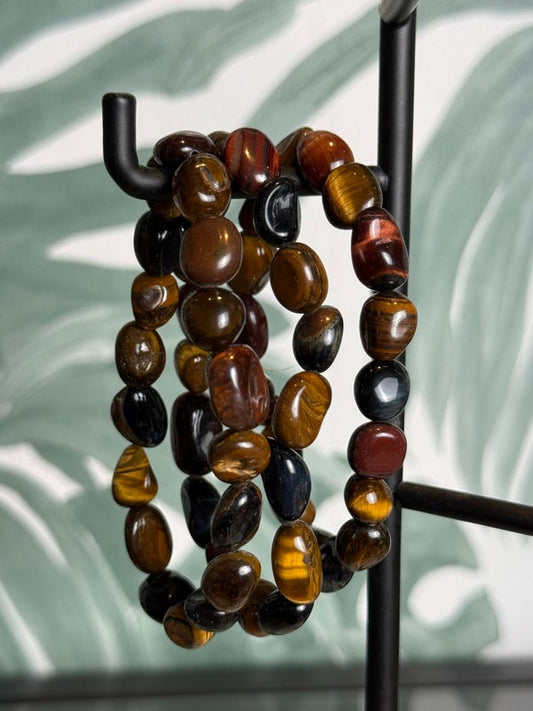 3 kleuren tijgeroog armband getrommeld (kracht & balans)