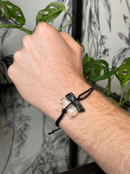 Armband bergkristal & zwarte toermalijn