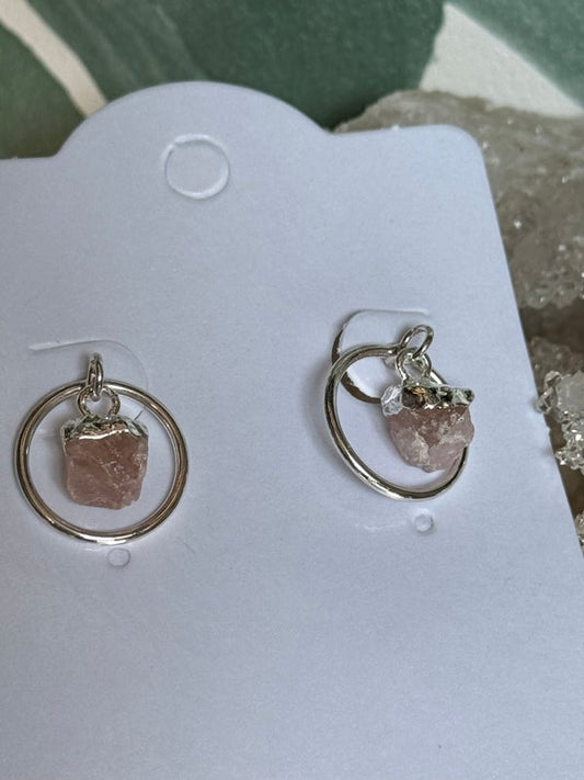Oorbellen rozenkwarts zilver (liefde & zachtheid)