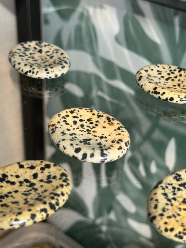 Dalmatier jaspis worry stone (vreugde & bescherming)