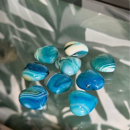 Agaat hartje blauw (geverfd)