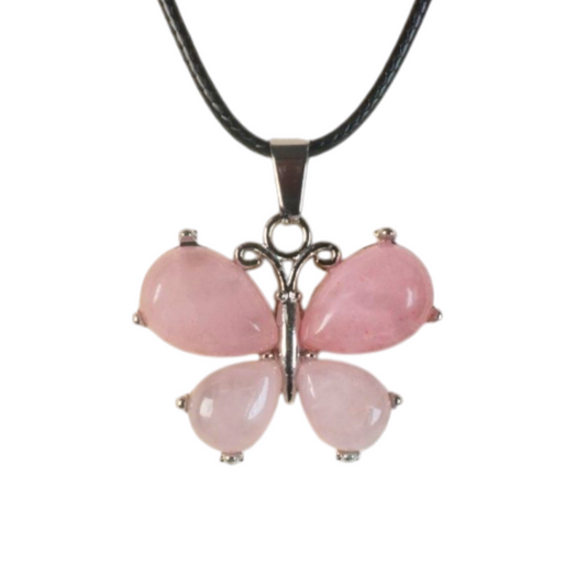 Vlinder ketting met Rozenkwarts