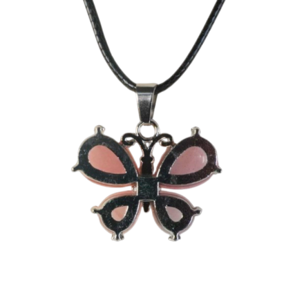 Vlinder ketting met Rozenkwarts