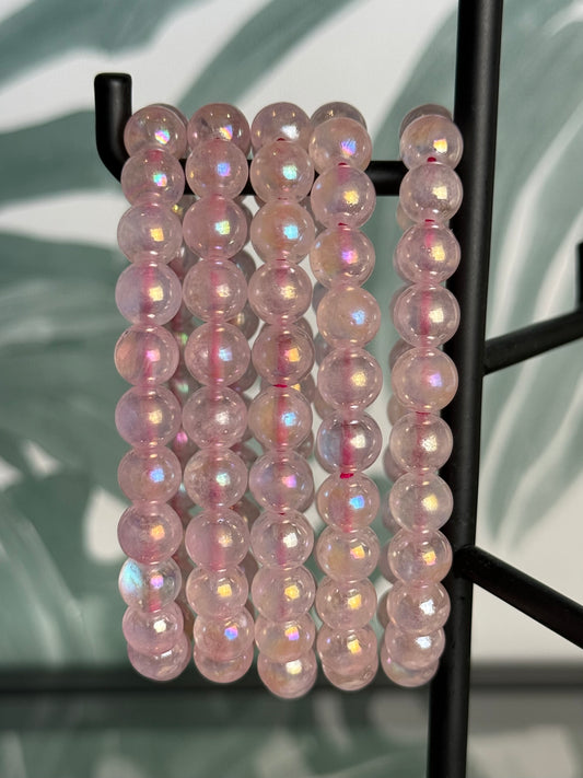 Rozenkwarts Aura Armband 8 mm – Liefde & Positieve Energie