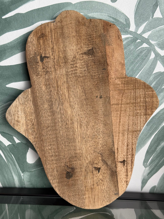 Houten Hamsahand – natuurlijk decoratieplateau
