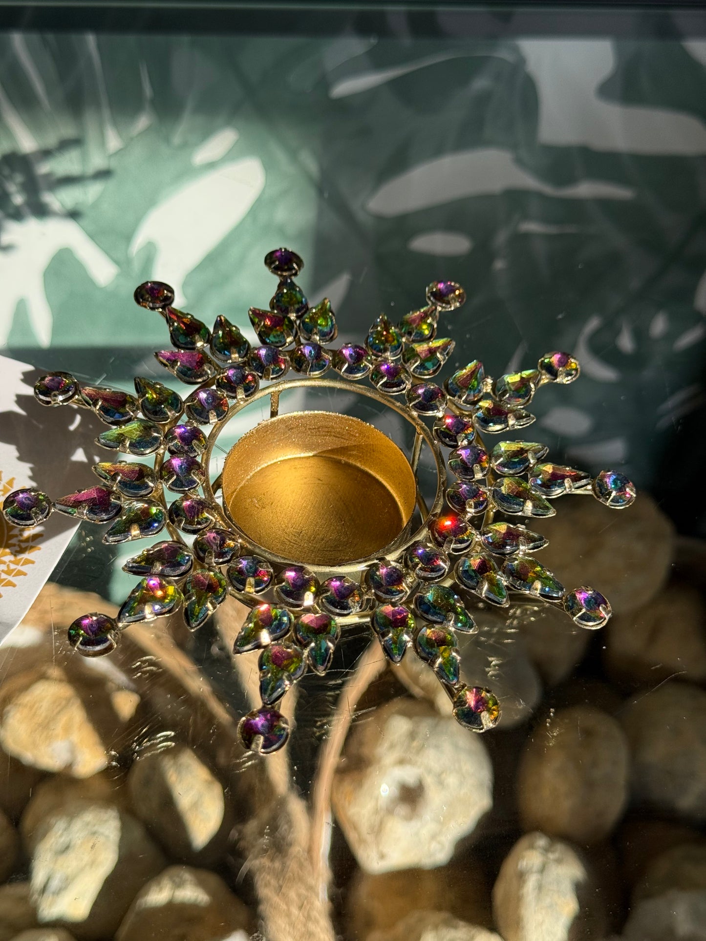 Waxinelichthouder Zon – Gouden Regenboogglans