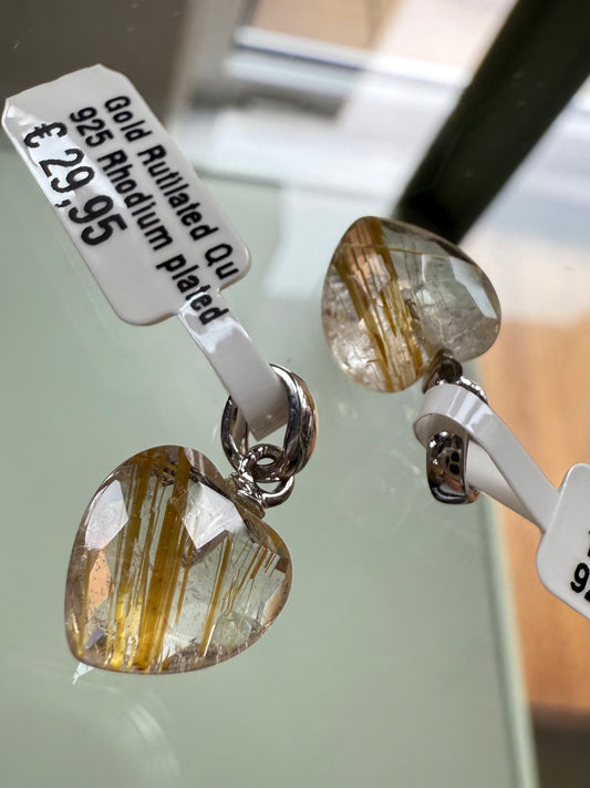 Rutielkwarts Hanger Hart – Facet Geslepen 10 mm – 925 Zilver