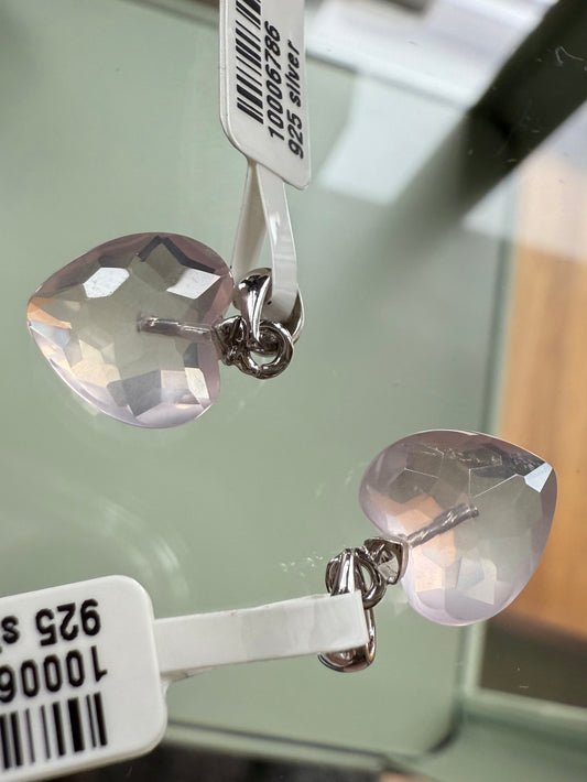 Rozenkwarts Hanger Hart – Facet Geslepen 10 mm – 925 Zilver