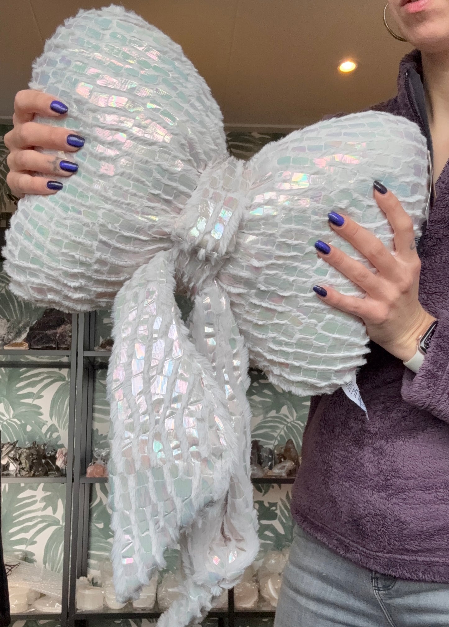 🎀 Strik Kussen – Iridecent White (40x28 cm)