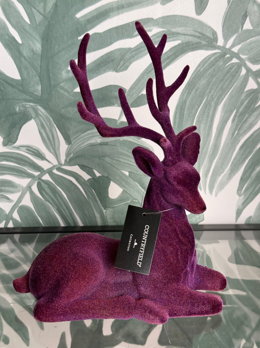 Velvet Hert Liggend – 24 cm (Paars)