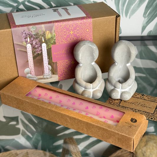 💗 Giftset – With Love Dinerkaarsen & Beeldjes