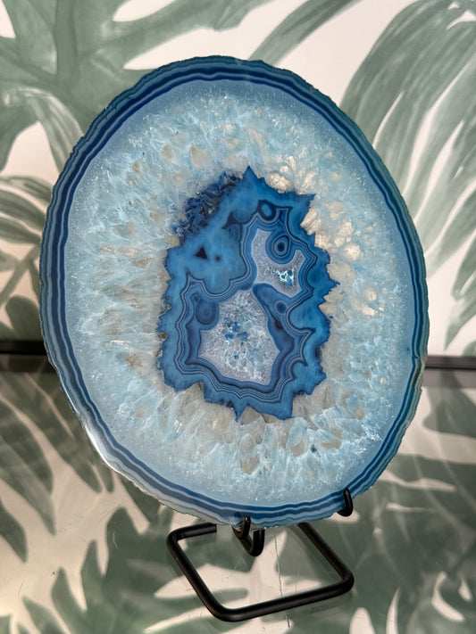 Agaatschijf geverfd blauw #no.92