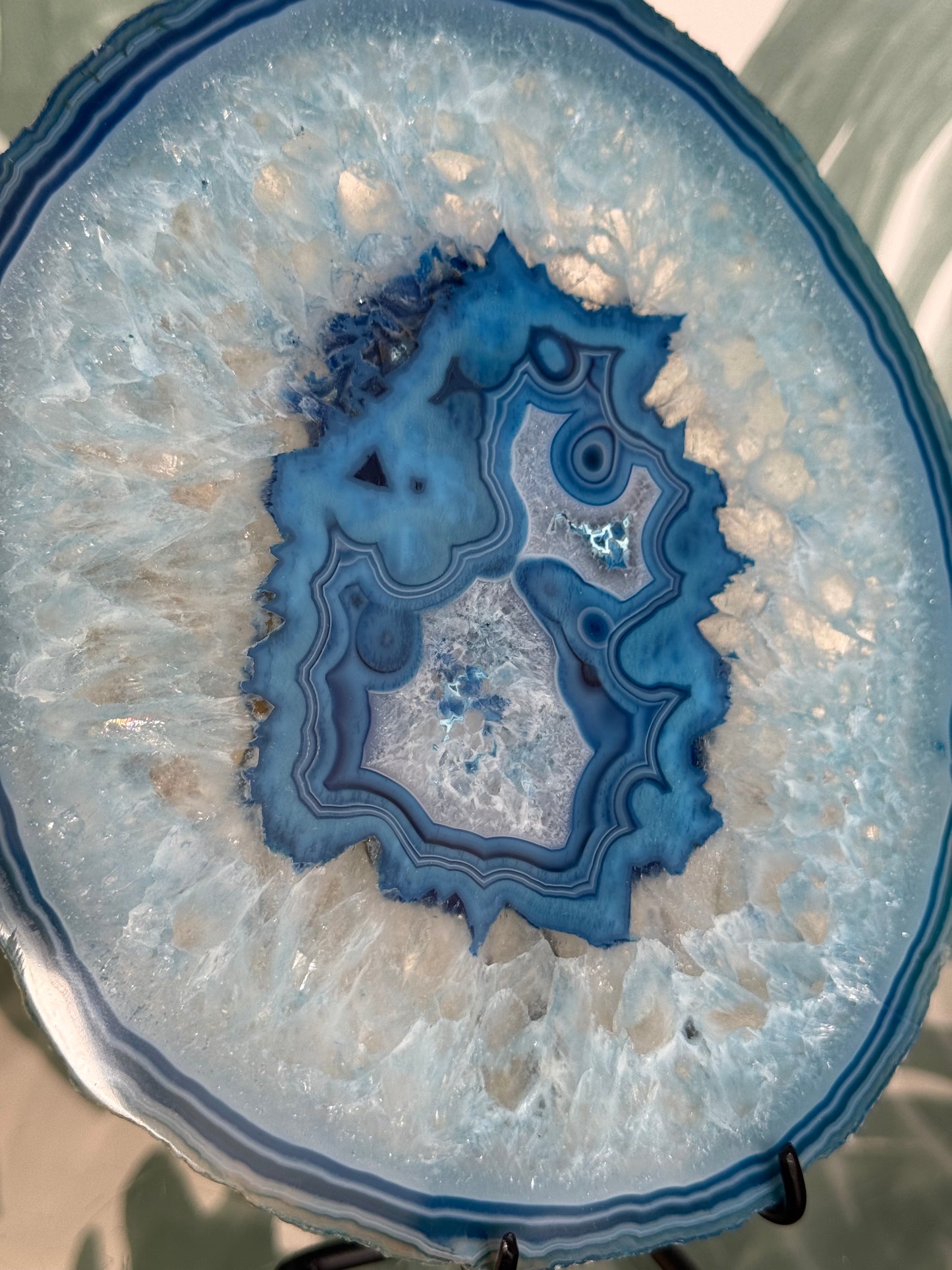 Agaatschijf geverfd blauw #no.92