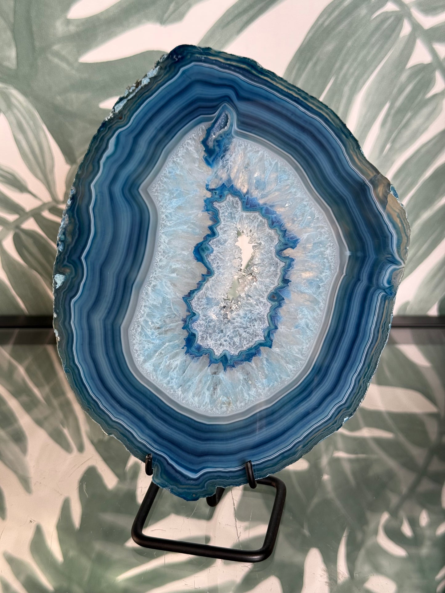 Agaatschijf geverfd blauw #no.93