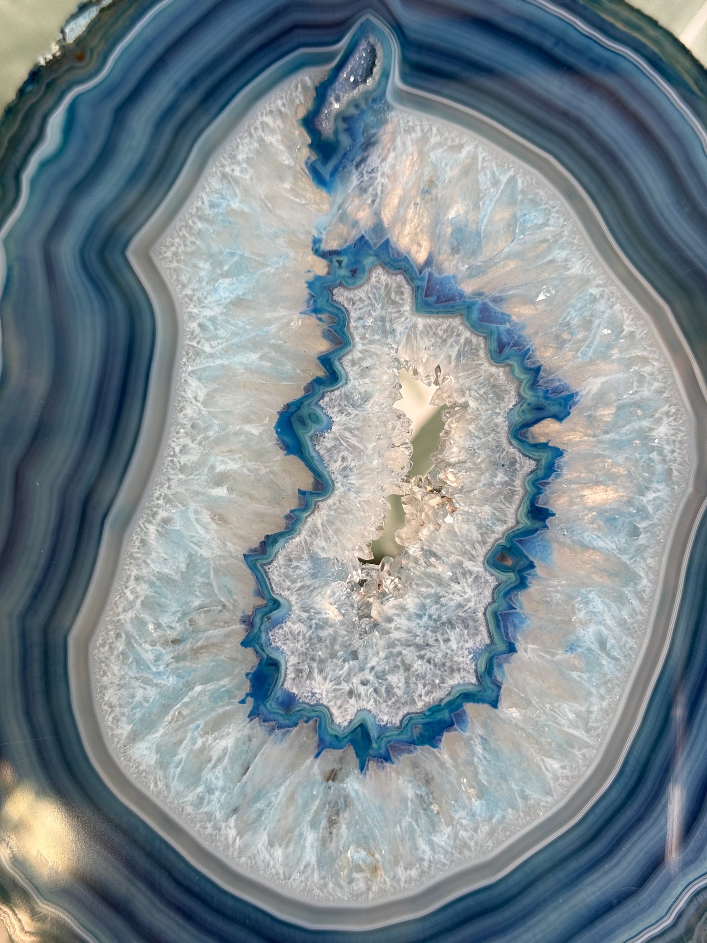 Agaatschijf geverfd blauw #no.93