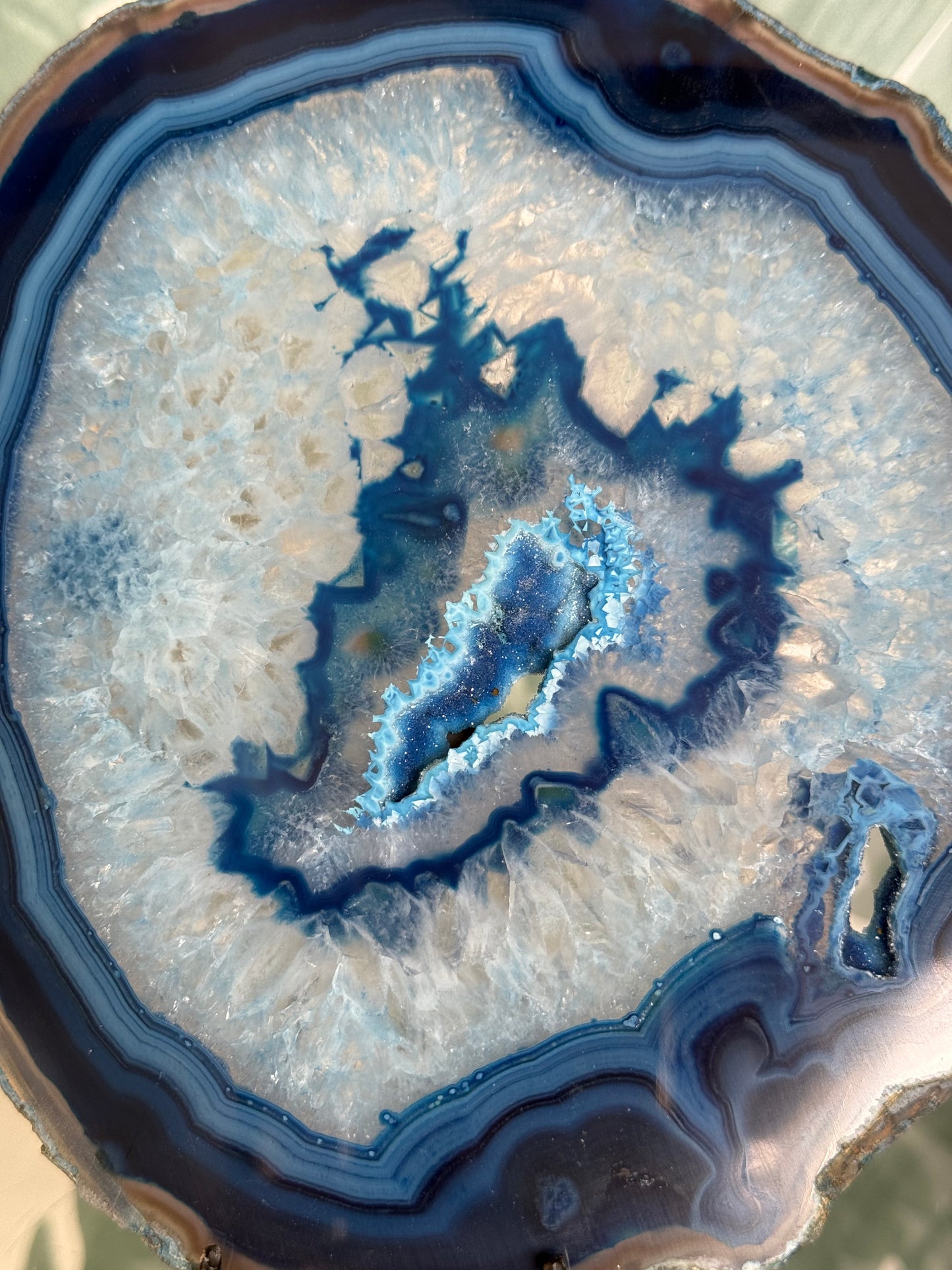 Agaatschijf geverfd - blauw #no.94