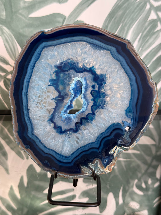 Agaatschijf geverfd - blauw #no.95