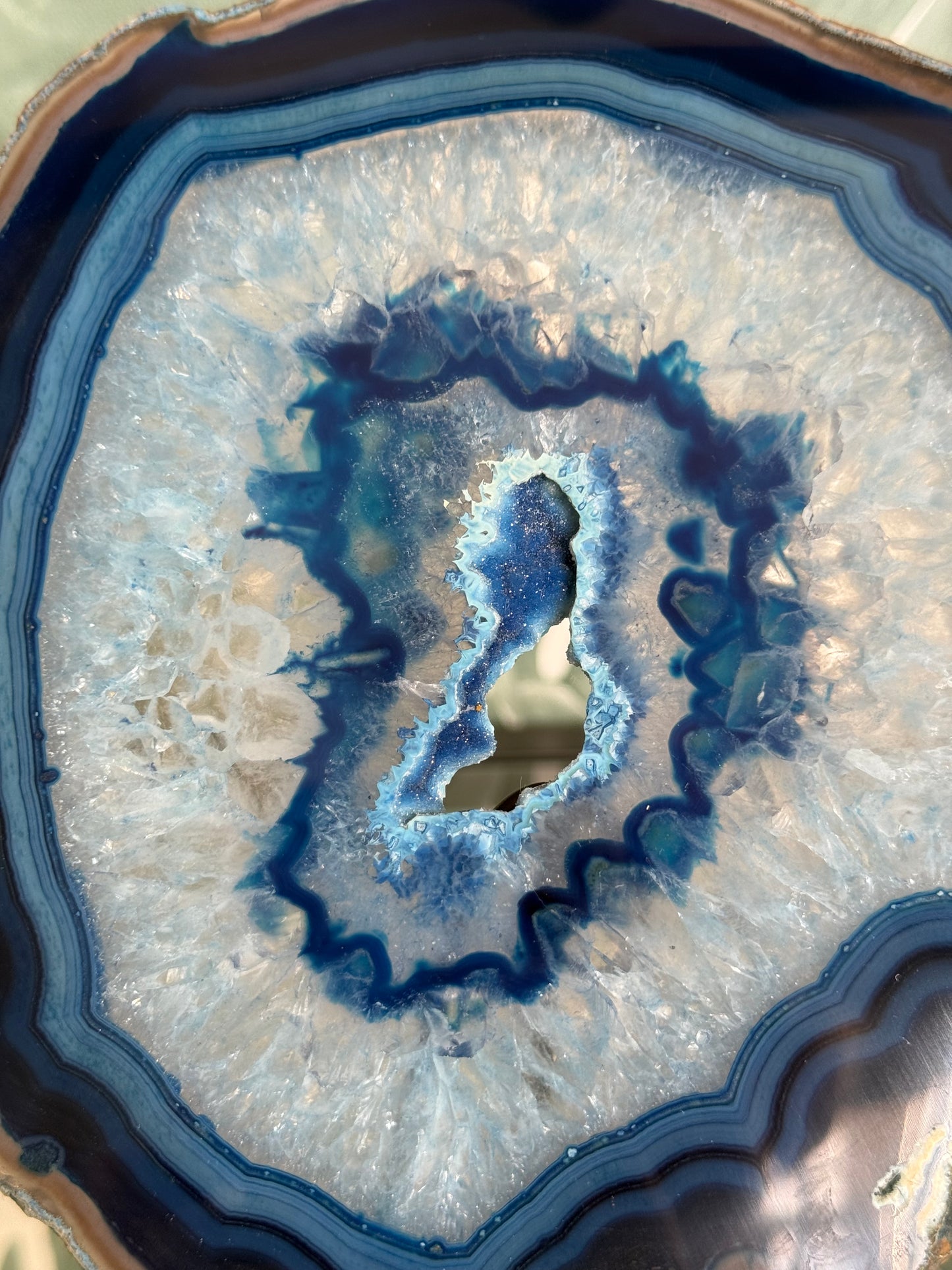 Agaatschijf geverfd - blauw #no.95