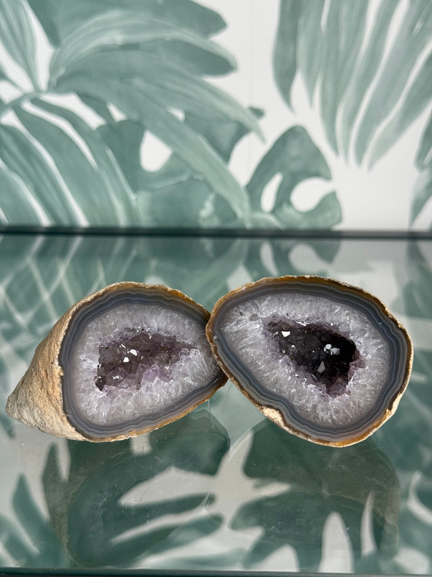 Agaat met amethist geode paar #no.113