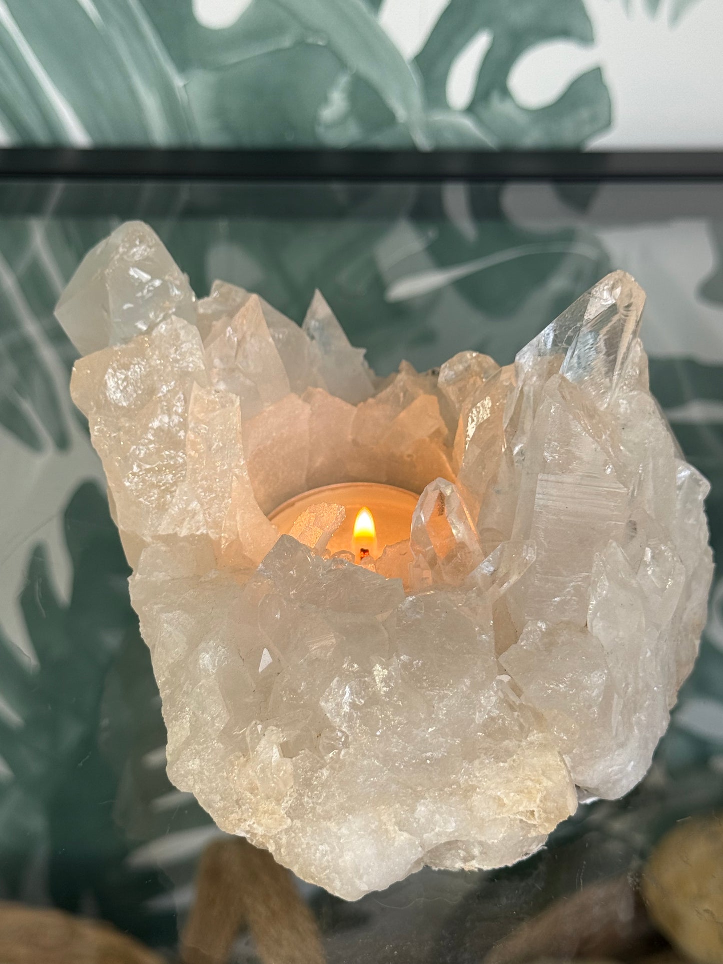 Bergkristal waxinelichthouder - no.130