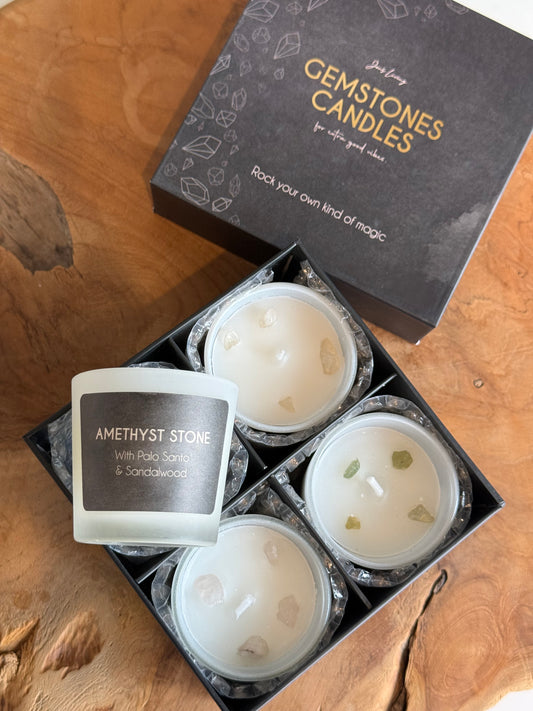 Geurkaarsen met Edelstenen – Luxe Geschenkset