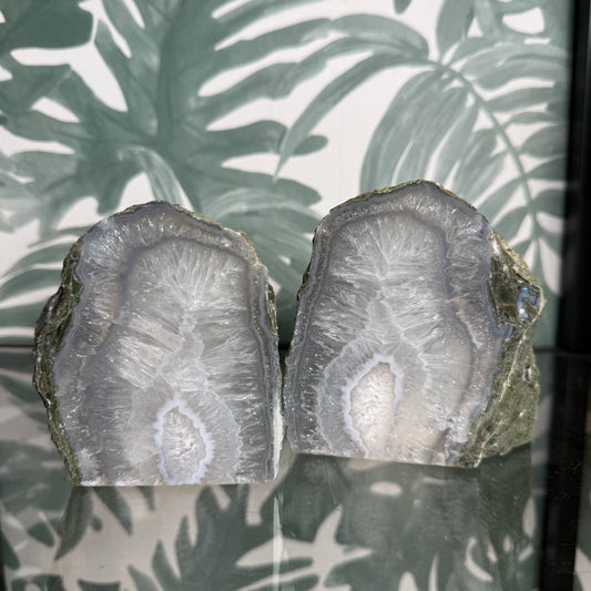 Set van 2 agaat waxinelichthouders - twins