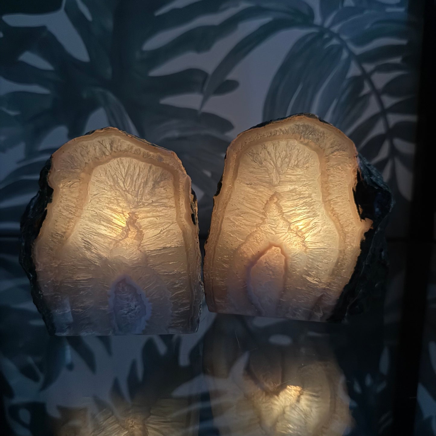 Set van 2 agaat waxinelichthouders - twins