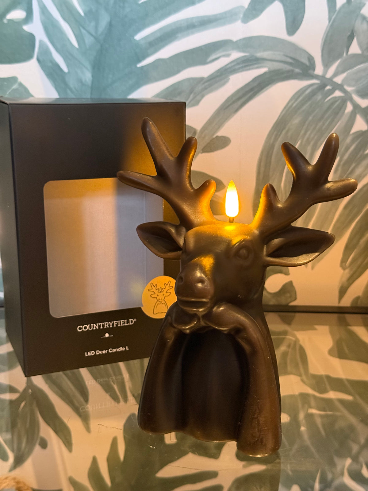 Countryfield LED Kaars Rendier – Donkerbruin – 20 cm